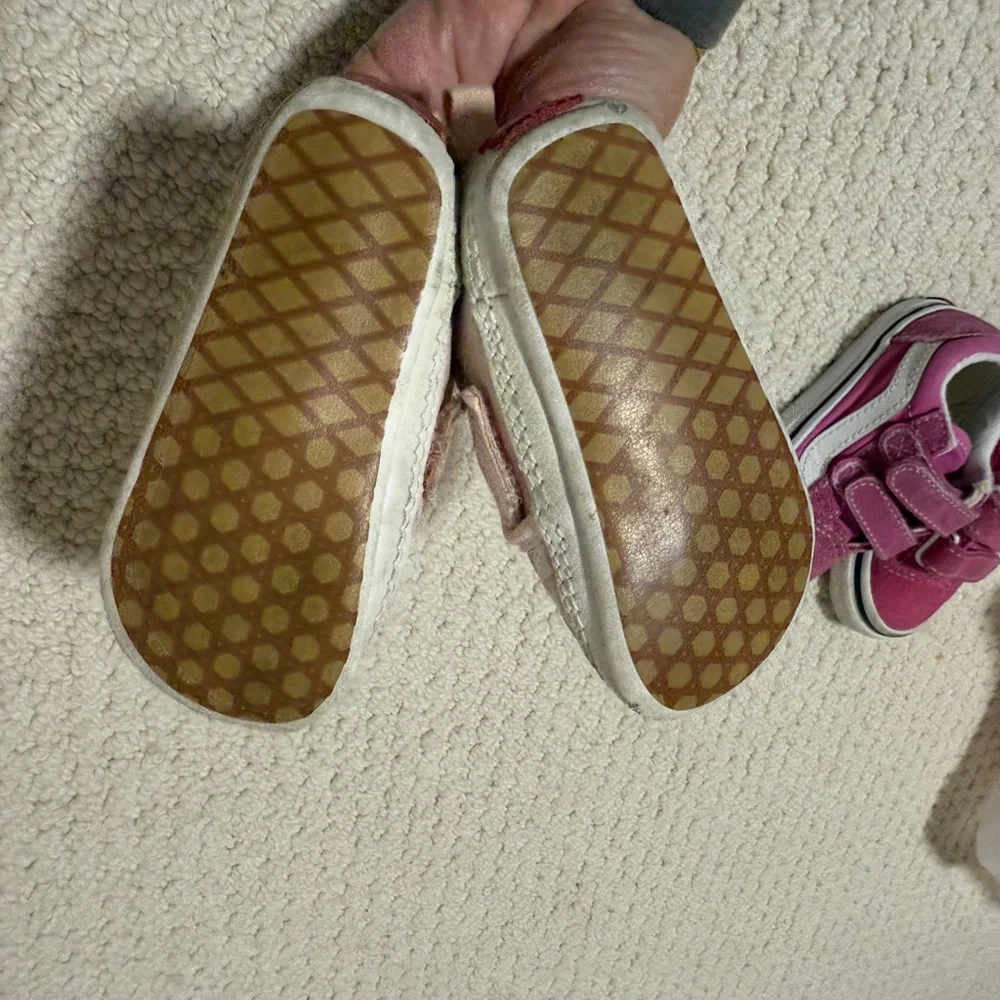 Vans Kids Slip-On Checkerboard Shoes - Light Pink & White